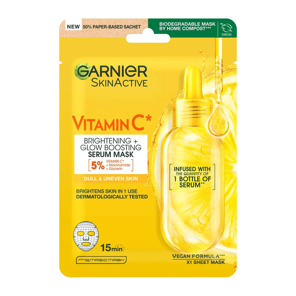 3600542427548_1 Garnier Υφασμάτινη Μάσκα Βιταμίνη C Για Λάμψη Και Ενυδάτωση 28G - Image 1